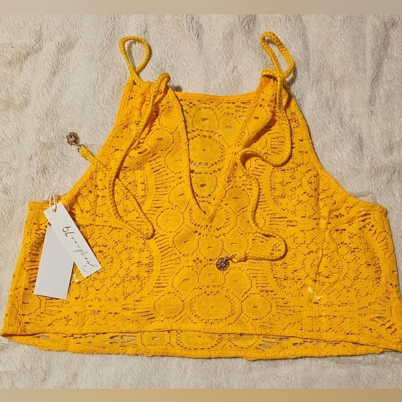 Sunshine 79 Yellow Crochet Crop Top – Size Small – NWT - Picture 1 of 7